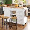 Rolling Kitchen Island Storage Trolley with Wood Effect Top & 5 Drawers White
