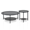 Round Coffee Table Set of 2 for Living Room Black Stacking Nesting Table