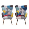 Upholstered Patchwork Fabric Rocker Armchair High Wing Back Rocking Glider Chair