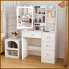 Dressing Table with Mirror Drawer Light Makeup Vanity Desk Open Shelves Bedroom