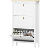 3 Drawer Shoe Cabinet with Flip Doors for Hallway, Entryway, White