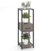 3 Tier Tall Metal Plant Stand Indoor Plant Table Display Shelf w/ Drawer
