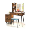 Dressing Table Vanity Set Makeup Stool 3-Drawer Chest Storage LED Light-Coffee