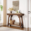 Rustic Brown Console Table 2-Tier Storage Narrow Entryway Shelf