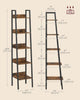 Ladder Shelf 5-Tier Narrow Shelf Bookshelf Rustic Brown and Black LLS109B01