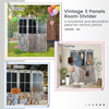 Costway 178 cm Retro 3-Panel Room Divider Wooden Tall Folding Privacy Screen