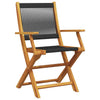Folding Garden Chairs Set of 4 Black Solid Acacia Wood Garden Patio N1V7