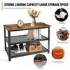 Metal Wooden 3 Tier Shoe Rack Bench Organiser Stand Storage Shelf & Seat Brown