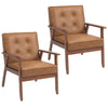2 Pack Accent Chair PU Leather Armchair for Living Room Brown