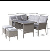 Rattan Garden Furniture Set 7 Seater Dining Table Outdoor Corner Sofa w/Cushions