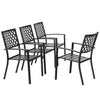 Garden Chair Set of 4 Black Stackable Waterproof Outdoor Dining Chairs Furniture