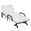 Portable Folding Guest Bed Adjustable Single Sleeper Bed w/ Mattress & Wheels