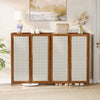 4 Door Bamboo Wood Shoes Storage Cabinet Cupboard Rattan Door Hallway Organizer
