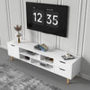 140cm High Gloss White TV Stand Cabinet Unit Doors Storage with LED Cupboard