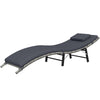 Folding Rattan Sun Lounger with and Pillow, Grey