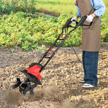 1200W Corded Electric Tiller Cultivator w/ 36 cm Tilling Width-Red