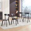 4pcs Black Solid Wood Dining Chairs Practical Kitchen Chairs Curved Backrest