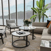 Round Marble Nesting Coffee Table Set of 2 Modern Cocktail Table Aluminium Frame