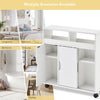 Bathroom Cabinet Floor Storage w/ 2 Sliding Doors Cupboard White 4 Wheels