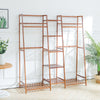 Bamboo Clothes Rail Garment Rack Hanging Stand Coat Wardrobe Storage Shelf UK