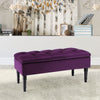 Storage Ottoman Bench Tufted Upholstered Footrest Dining Stool Wooden Legs
