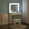 White Dressing Table Set with Mirror LED Light Makeup Table Bedroom Vanity Table