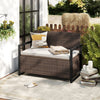 150L Outdoor Storage Bench PE Rattan Deck Box Seat w/Cushion-Brown