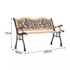 Cast Iron Outdoor Bench Garden 3 Seater Furniture Wood Park Seat Patio Armrest