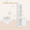 164cm Tall Freestanding Bathroom Storage Cabinet w/ 3 Open Shelves White