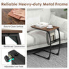 Heavy-duty Metal Frame End Table Rustic Bedside Storage Table Snack Table