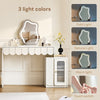 Dressing Table With LED Clound Mirror Makeup Desk Vanity Scalable Cabinet White