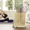 Foldable Storage Box Rolling Yoga Mat Storage Basket w/4 Wheels-White