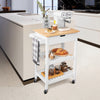 Bamboo Rolling Kitchen Island Mobile Bar Serving Cart W/ Drawer & Towel Rack