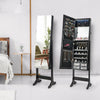 Freestanding Jewelry Mirror Cabinet Lockable Jewelry Armoire w/ 6 LED Lights