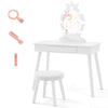 Kids Vanity Set Makeup Dressing Table Set w/Adjustable Brightness-White
