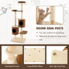 190CM Modern Cat Tree Rubber Wood Cat Tower Activity Center w/Scratching Post