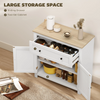 Sideboard Storage Cabinet with Adjustable Shelf Drawer White and Oak Brown HGFS