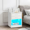 LED Bedside Table with Charging Station Side Table End Table Bedside Cupboard