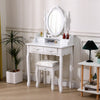 Dressing Table with Mirror and Stool, Vanity Desk with Mirror and Drawers White