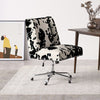 Black White Spotted Printed Velvet Office Chair Swivel Adjustable Desk Cow Seat