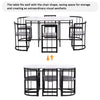 Dining Table and Chairs Set 6 Kitchen Table with MDF White Marble Tabletop Black