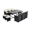 10 Seater Rattan Cube Garden Furniture Set Dining Table Chairs Stools Patio