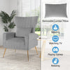 Velvet Upholstered Wingback Chair Curved Tufted Accent Armchair w/Pillow
