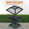 Square Outdoor Black Fire Pit Steel BBQ Patio Garden Camping Fire Pit Grill Mode