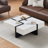 4 Drawers Coffee Table Storage Square Living Room Lounge MDF 90*90CM Black+White