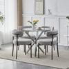 Set of 4 Boucle Dining Chairs with Oversized Seat Round Kitchen Chairs Grey