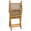 Brokky Folding Garden Chairs 6 pcs Beige Poly Rattan and Solid Wood,Folding W3F6