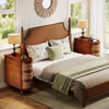 2PCS Solid Wood End Table, 3-Drawer Rattan Side Table, No Assembly Required
