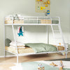 Single Top & Double Bottom Bunks with Safety Guardrail 198 x 141 x 160 cm-White