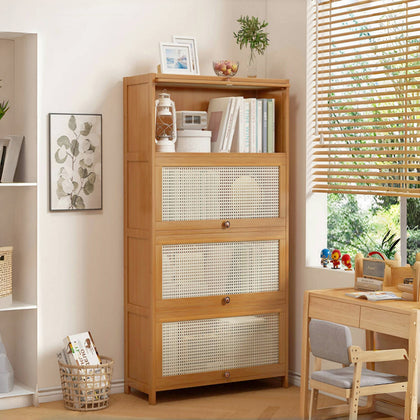 Bamboo Bookcase Book shelf Shelving Display Unit Rack Storage Shelves Cabinet